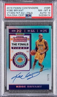 2019-20 Panini Contenders "The Finals Ticket" #KBR Kobe Bryant Signed Card (#16/25) - PSA NM-MT 8, PSA/DNA 10